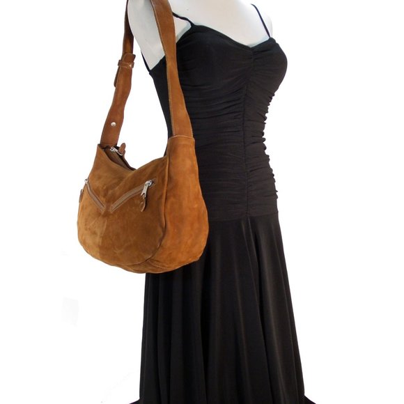 IL BISONTE Wanni Di Filippo Large Suede Hobo Shoulder Bag + Authenticity Card - Picture 12 of 13